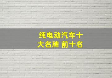 纯电动汽车十大名牌 前十名